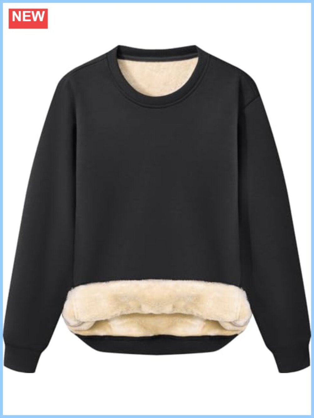 Women's Fleece Sherpa Lined Sweatshirt Crewneck Long Sleeve Pullover